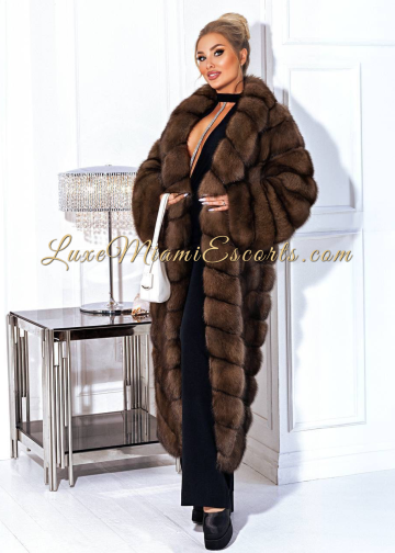 Oksana posing in luxury fur coat